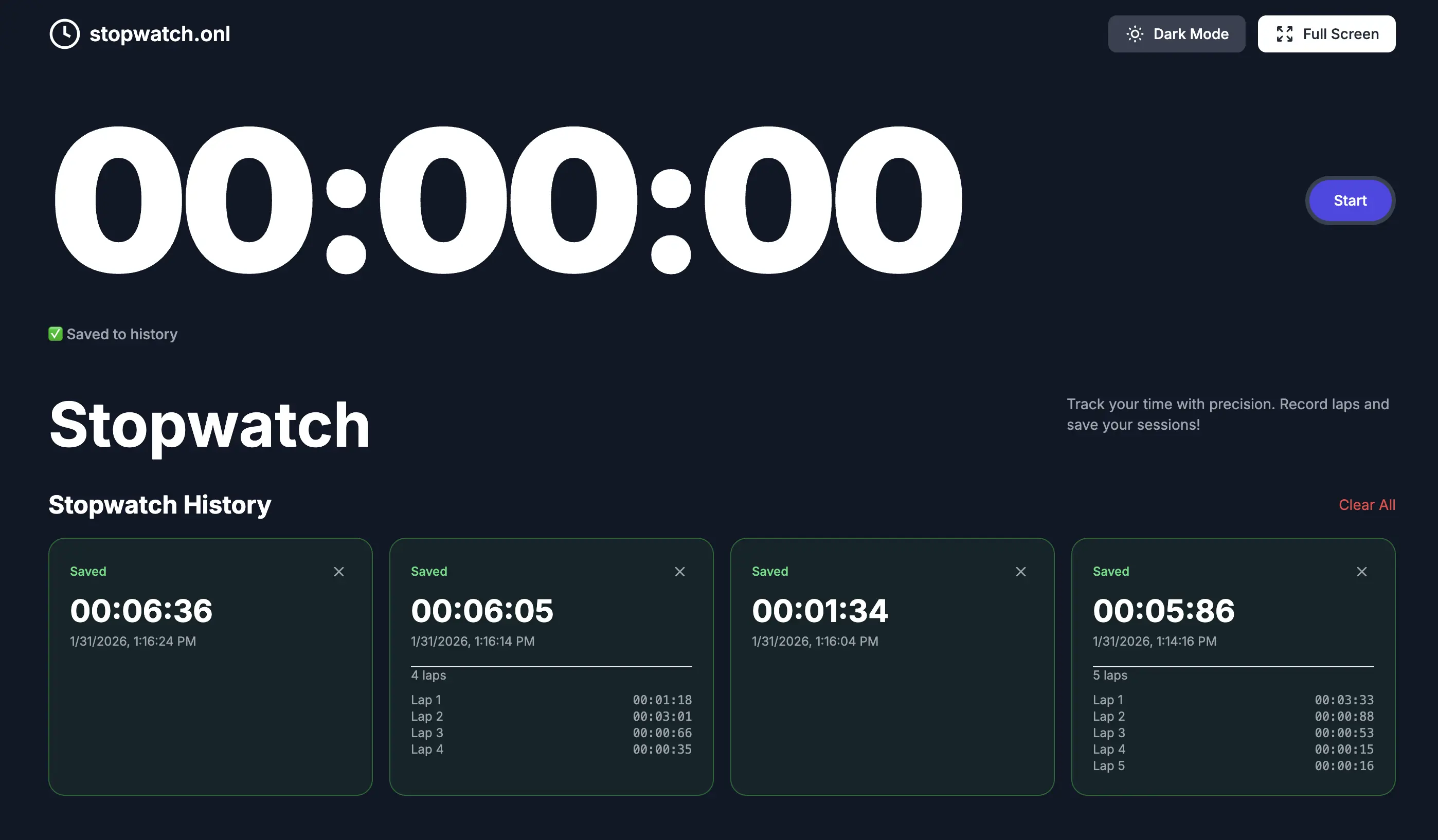 stopwatch.onl Stopwatch Screenshot